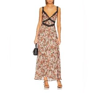 RESA Floral Backless Dress in Pink and Cream